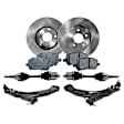 8-Piece Kit Front Axle Assembly, Automatic Transmission, 5 Lug, FWD, Includes Brake Discs, Brake Pad Sets, and Control Arms