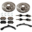 8-Piece Kit Front, Driver and Passenger Side Axle Assembly, Automatic Transmission, 5 Lug, Includes Brake Discs, Brake Pad Sets, and Control Arms