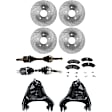7-Piece Kit Front, Driver and Passenger Side Axle Assembly - New 7-Piece Kit, Includes (1) Brake Pad Set, (2) Control Arm, (2) Axle Assembly and (2) Brake Disc