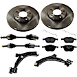 7-Piece Kit Front, Driver and Passenger Side Axle Assembly - New 7-Piece Kit, 2.0L, 4Cyl, Includes (2) Brake Disc, (1) Brake Pad Set, (2) Control Arm and (2) Axle Assembly
