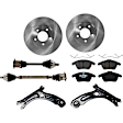 8-Piece Kit Front Axle Assembly, FWD, Automatic Dual Clutch Transmission, DIESEL, Includes Brake Discs, Brake Pad Sets, and Control Arms