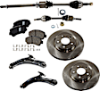 8-Piece Kit Front, Driver and Passenger Side Axle Assembly with Brake Discs, Brake Pad Set, and Control Arms, AWD