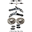 7-Piece Kit Front, Driver and Passenger Side Axle Assembly - New 7-Piece Kit, 2.4L, 4Cyl, Includes (2) Brake Disc, (1) Brake Pad Set, (2) Control Arm and (2) Axle Assembly