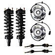 6-Piece Kit Front, Driver and Passenger Side Fully Loaded Strut, Includes (2) Shock Absorber and Strut Assembly, (2) Wheel Hub and (2) Axle Assembly