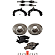 7-Piece Kit Front, Driver and Passenger Side Axle Assembly - New 7-Piece Kit, Includes (1) Brake Pad Set, (2) Control Arm, (2) Axle Assembly and (2) Brake Disc