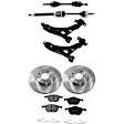 7-Piece Kit Front, Driver and Passenger Side Axle Assembly - New 7-Piece Kit, 2.0L, 4Cyl, Includes (2) Brake Disc, (1) Brake Pad Set, (2) Control Arm and (2) Axle Assembly