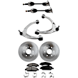 7-Piece Kit Front, Driver and Passenger Side Axle Assembly, New Kit, Includes (2) Brake Disc, (1) Brake Pad Set, (2) Control Arm and (2) Axle Assembly