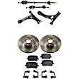 7-Piece Kit Front, Driver and Passenger Side Axle Assembly - New 7-Piece Kit, 1.8L, 4Cyl, Includes (1) Brake Pad Set, (2) Brake Disc, (2) Axle Assembly and (2) Control Arm