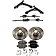 7-Piece Kit Front, Driver and Passenger Side Axle Assembly - New 7-Piece Kit, 2.4L, 4Cyl, Includes (1) Brake Pad Set, (2) Brake Disc, (2) Axle Assembly and (2) Control Arm