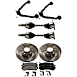 7-Piece Kit Front, Driver and Passenger Side Axle Assembly - New 7-Piece Kit, Includes (2) Brake Disc, (1) Brake Pad Set, (2) Control Arm and (2) Axle Assembly