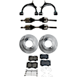 7-Piece Kit Front, Driver and Passenger Side Axle Assembly - New 7-Piece Kit, 4.7L, 8Cyl, Includes (2) Brake Disc, (1) Brake Pad Set, (2) Axle Assembly and (2) Control Arm