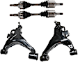 7-Piece Kit Front, Driver and Passenger Side Axle Assembly - New 7-Piece Kit 4WD, Includes (1) Brake Pad Set, (2) Control Arm, (2) Axle Assembly and (2) Brake Disc