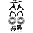 9-Piece Kit Front, Driver and Passenger Side Axle Assembly - New 9-Piece Kit 4WD, Includes (1) Brake Pad Set, (4) Control Arm, (2) Axle Assembly and (2) Brake Disc