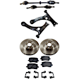 8-Piece Kit Front, Driver and Passenger Side Axle Assembly, with Brake Discs, Brake Pad Sets, and Control Arms, FWD, Manual Transmission, Standard Duty Replacement