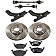 8-Piece Kit Front, Driver and Passenger Side Axle Assembly with Brake Discs, Brake Pad Set, and Control Arms, Wagon, FWD, Automatic Transmission, , Tubular Shaft, Secondary Design