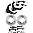 8-Piece Kit Front, Driver and Passenger Side Axle Assembly, 4WD, Supplied with Standard Neoprene Outboard Boot, New, includes (2) Axle Assembly, (2) Brake Disc, (1) Brake Pad Set, and (2) Control Arm