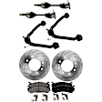 7-Piece Kit Front, Driver and Passenger Side Axle Assembly - New 7-Piece Kit, Includes (1) Brake Pad Set, (2) Control Arm, (2) Axle Assembly and (2) Brake Disc