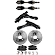 7-Piece Kit Front, Driver and Passenger Side Axle Assembly - New 7-Piece Kit, Includes (2) Brake Disc, (1) Brake Pad Set, (2) Axle Assembly and (2) Control Arm