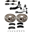 7-Piece Kit Front, Driver and Passenger Side Axle Assembly - New 7-Piece Kit, Includes (2) Brake Disc, (1) Brake Pad Set, (2) Control Arm and (2) Axle Assembly