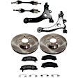 7-Piece Kit Front, Driver and Passenger Side Axle Assembly - New 7-Piece Kit, 5.3L, 8Cyl, Includes (2) Brake Disc, (1) Brake Pad Set, (2) Control Arm and (2) Axle Assembly