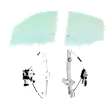 4-Piece Kit Front and Rear, Driver Side Door Glass, Green Tint, DD11059 GTYN, DD11061 GTYN, Includes (2) Door Glass and (2) Window Regulator