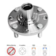 2-Piece Kit Front, Driver or Passenger Side Wheel Hub, 4 Lugs, Without Bearing Includes (1) Wheel Bearing and (1) Wheel Hub