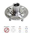 2-Piece Kit Front, Driver or Passenger Side Wheel Hub, 4 Lugs, Without Bearing Includes (1) Wheel Bearing and (1) Wheel Hub