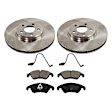 2012 Audi Q5 - 2-Wheel Set Front Brake Disc and Pad Kit, Natural Finish, Plain Surface, 5 Lugs, 320.04 mm, Semi-metallic, 2.0L 4Cyl, Includes (2) Brake Disc and (1) Brake Pad Set