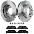 KIT-TRW101221-1283 2-Wheel Set Front Brake Disc and Pad Kit, Plain Surface 8 Lugs 363 mm Semi-metallic Premium Friction Series, Includes (2) Brake Disc and (1) Brake Pad Set
