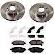2012 Ford Fiesta - 2-Wheel Set Front Brake Disc and Pad Kit, Natural Finish, Plain Surface, 4 Lugs, 258.06 mm, Ceramic, 1.6L 4Cyl, Includes (2) Brake Disc and (1) Brake Pad Set