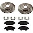 KIT-TRW101221-1552 2-Wheel Set Front Brake Disc and Pad Kit, Plain Surface 4 Lugs 261.87 mm Ceramic Premium Friction Series, Includes (2) Brake Disc and (1) Brake Pad Set