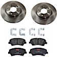 KIT-TRW101221-1735 2-Wheel Set Front Brake Disc and Pad Kit, Plain Surface 5 Lugs 279.91 mm Ceramic Premium Friction Series, Includes (1) Brake Pad Set and (2) Brake Disc
