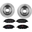KIT-TRW101221-2038 2-Wheel Set Front Brake Disc and Pad Kit, Plain Surface 5 Lugs 320.04 mm Ceramic Premium Friction Series, Includes (1) Brake Pad Set and (2) Brake Disc