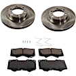 KIT-TRW101221-2438 2-Wheel Set Front Brake Disc and Pad Kit, Plain Surface 6 Lugs 338.07 mm Ceramic Premium Friction Series, Includes (1) Brake Pad Set and (2) Brake Disc