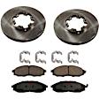 KIT-TRW101221-3116 2-Wheel Set Front Brake Disc and Pad Kit, Plain Surface 6 Lugs 282.96 mm Ceramic Premium Friction Series, Includes (2) Brake Disc and (1) Brake Pad Set