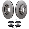KIT-TRW101221-4053 2-Wheel Set Front Brake Disc and Pad Kit, Plain Surface 5 Lugs 288.04 mm Semi-metallic Premium Friction Series, Includes (1) Brake Pad Set and (2) Brake Disc