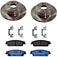 KIT-TRW101221-568 2-Wheel Set Rear Brake Disc and Pad Kit, Plain Surface 6 Lugs 344.93 mm Ceramic Premium Friction Series, Includes (2) Disc and (1) Pad Set