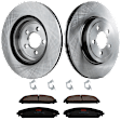 KIT-TRW101221-825 2-Wheel Set Front Brake Disc and Pad Kit, Plain Surface 5 Lugs 344.93 mm Ceramic Premium Friction Series, Includes (1) Brake Pad Set and (2) Brake Disc