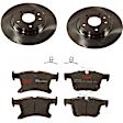 KIT-TRW101221-862 2-Wheel Set Rear Brake Disc and Pad Kit, Plain Surface 5 Lugs 320.04 mm Semi-metallic Premium Friction Series, Includes (1) Brake Pad Set and (2) Brake Disc