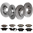 KIT-TRW101921-1220 4-Wheel Set Front and Rear Brake Disc and Pad Kit, Plain Surface 5 Lugs Front-288.04 mm/Rear-272.03 mm Semi-metallic Premium Friction Series, Includes (2) Brake Pad Set and (4) Brake Disc