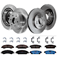 KIT-TRW101921-214 4-Wheel Set Front and Rear Brake Disc and Pad Kit, Plain Surface 6 Lugs, Front-329.95 mm/Rear-344.93 mm Ceramic Premium Friction Series, Includes (4) Disc and (2) Pad Set