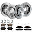 KIT-TRW101921-250 4-Wheel Set Front and Rear Brake Disc and Pad Kit, Plain Surface, 5 Lugs, Ceramic Pad, Premium Friction Series, Includes (4) Brake Disc and (2) Brake Pad Set