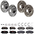 KIT-TRW101921-517 4-Wheel Set Front and Rear Brake Disc and Pad Kit, Plain Surface 5 Lugs - Front; 5 Lugs - Rear Front-320.04 mm/Rear-334.01 mm Ceramic Premium Friction Series, Includes (4) Disc and (2) Pad Set