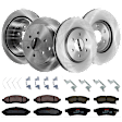 KIT-TRW101921-983 4-Wheel Set Front and Rear Brake Disc and Pad Kit, Plain Surface 6 Lugs - Front; 6 Lugs - Rear Front-295.91 mm/Rear-286 mm Ceramic Premium Friction Series, Includes (2) Pad Set and (4) Disc