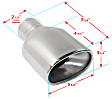 Polished Stainless Steel, Straight Cut, Single Exhaust Tip, Oval Shape, 2.5 in. inlet, With Resonator