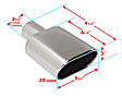 KV160111 Exhaust Tip Polished Stainless Steel, Angled Cut, Exhaust Tip, Oval Shape, 2.25 in. Inlet, Universal