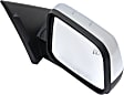 Passenger Side Mirror, Power Adjust, Manual Folding, Heated, Chrome, No Signal Light, With memory, With Puddle Light, No Auto-Dimming, No Blind Spot Feature, Base Model