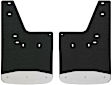 250931 Rear, Driver and Passenger Side Mud Flaps, Textured Black Center/Polished Weight, Rubber and Stainless Steel, Textured Series
