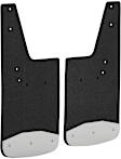 250931 Rear, Driver and Passenger Side Mud Flaps, Textured Black Center/Polished Weight, Rubber and Stainless Steel, Textured Series