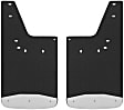 250932 Front, Driver and Passenger Side Mud Flaps, Textured Black Center/Polished Weight, Rubber and Stainless Steel, Textured Series